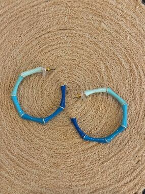 Blue Gradient Hoop Earrings - Women Jewelry Earrings